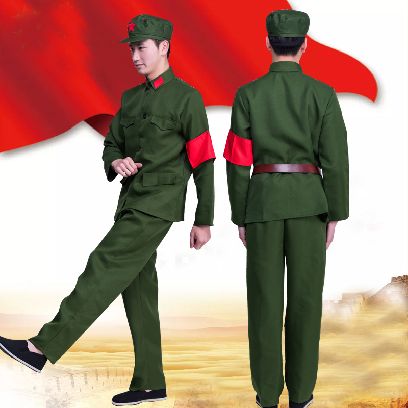 Vintage Military Uniform Red Guards Women Solider Clothing Photography Army Uniform Red Army of China Performance Costume