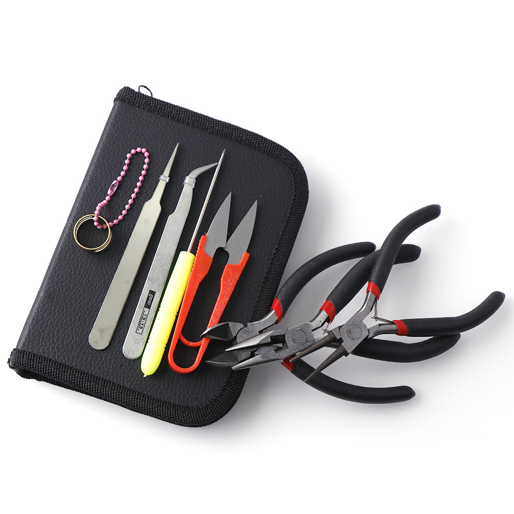 New 8pcs/set Jewelry Making Tool Kits Pliers Set with Round Nose Plier Side Cutting Pliers Wire Cutter Scissor Beading Tweezers