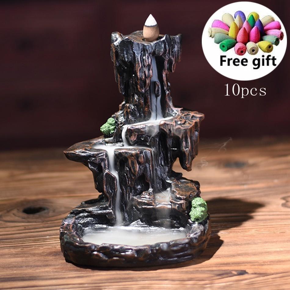 Harz Mountain Form Smoke Water Fall Backflow Incense Burner Incense Holder Decor Aroma Furnace Aromatic House Office Craft