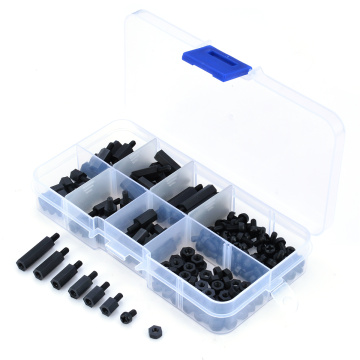 180pcs Black M3 Nylon Hex Spacers Screw Nut Stand-off Kit Fasteners With Plastic Box For PC Board Electronics Mayitr