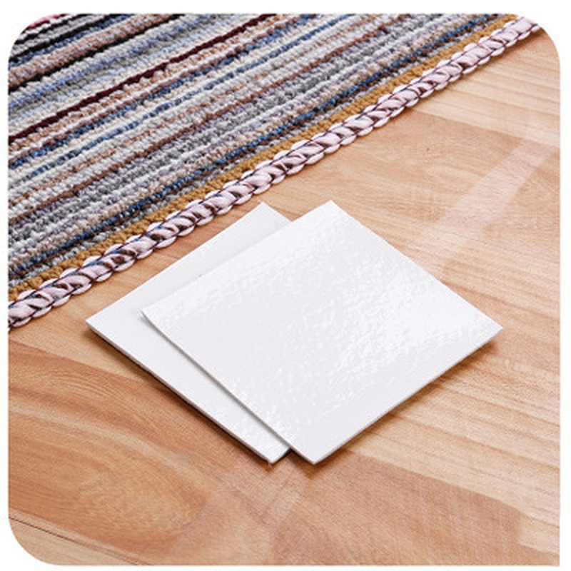 4PCS/set Carpet Pad Double-sided Adhesive Sticker Anti Slip Mat Bathroom Kitchen Supplies Bath Rug Mat Square Fixed Tape