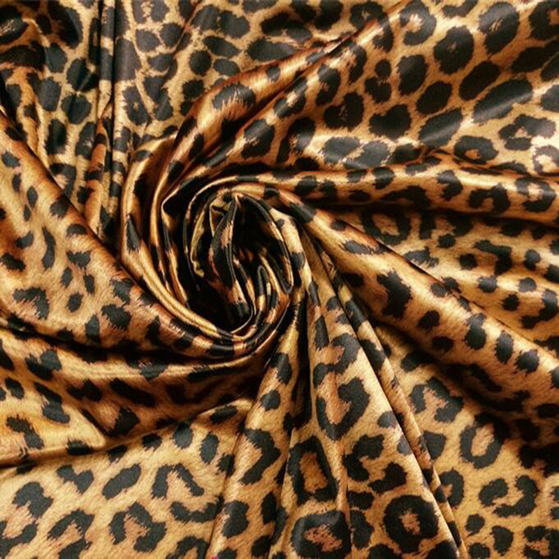 Good 4 Way Stretch Shiny Satin Knit Cotton/Spandex Fabric Coffee Leopard Fabric Cloth Sewing DIY Sportswear/Dance Clothes/Dress