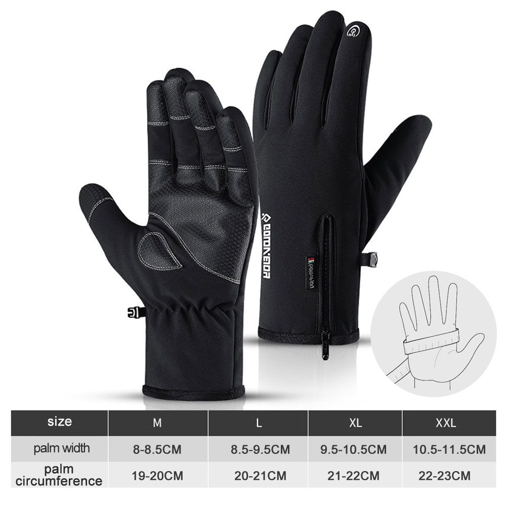 100% Waterproof Winter Cycling Gloves Bicycle Warm Touchscreen Full Finger Gloves Unisex Outdoor Sports Skiing Riding Gloves Men