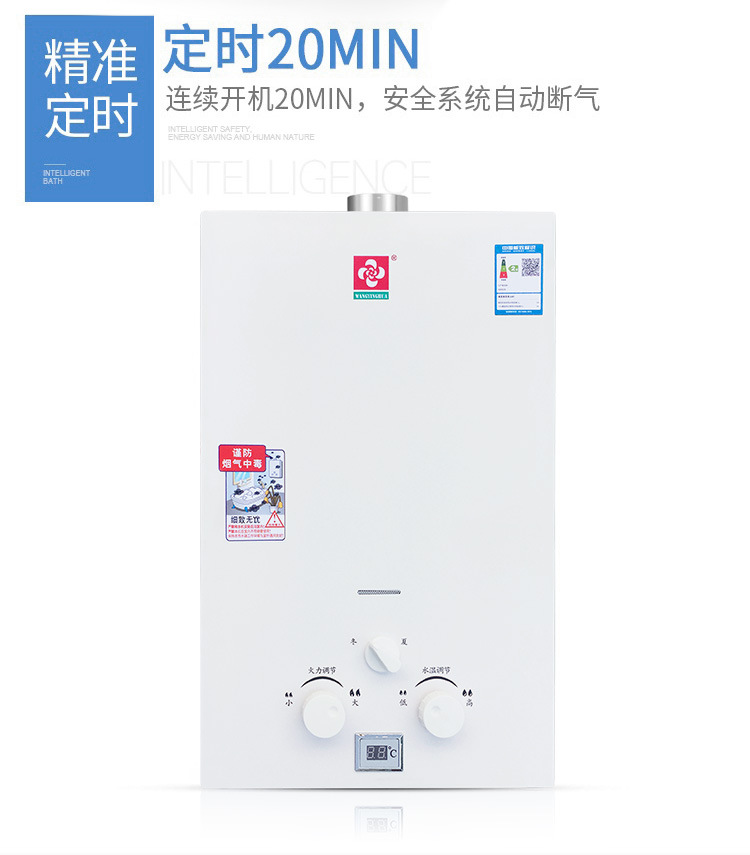 12L gas water heater household bath natural liquefied gas strong exhaust thermostat gas flue.