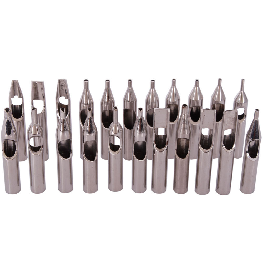 High Quality 22PCS 304 Stainless Steel Tattoo Tips Kit Tattoo Nozzle Tips Mix Set For Tattoo Needles Accessories Free Shipping