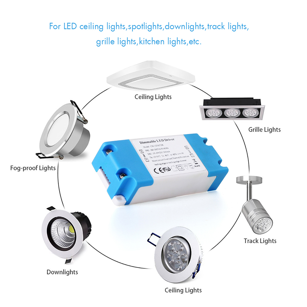 7W 12W 18W 42W Dimmable with Leading Edge/Trailing Edge Dimmer Triac Dimming Led Driver for Led Bulbs Ceiling Light 300mA-1500mA