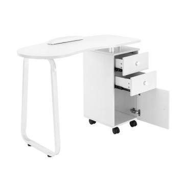 Manicure Table Unilateral Square/2 Drawers/1 Door/Ceramic Handle/With Hand Pillow/With Wheels White