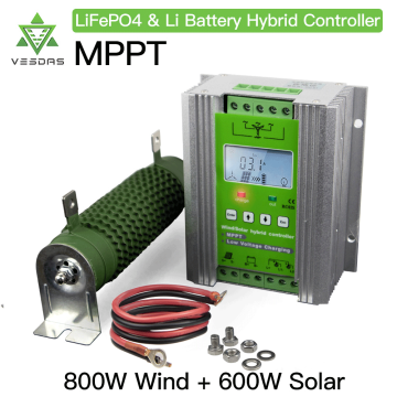 1400W MPPT Wind Solar Hybrid Booster Charge Controller 12V 24V With PWM dump load Compatible with lithium lead-acid battery