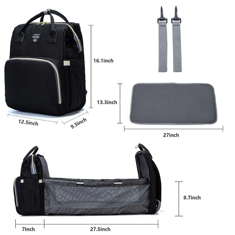 LEQUEEN Large Capacity Diaper Bag Backpack Multifunctional Baby Bed Bags Maternity Nursing Handbag Stroller Bag with Hooks Bag