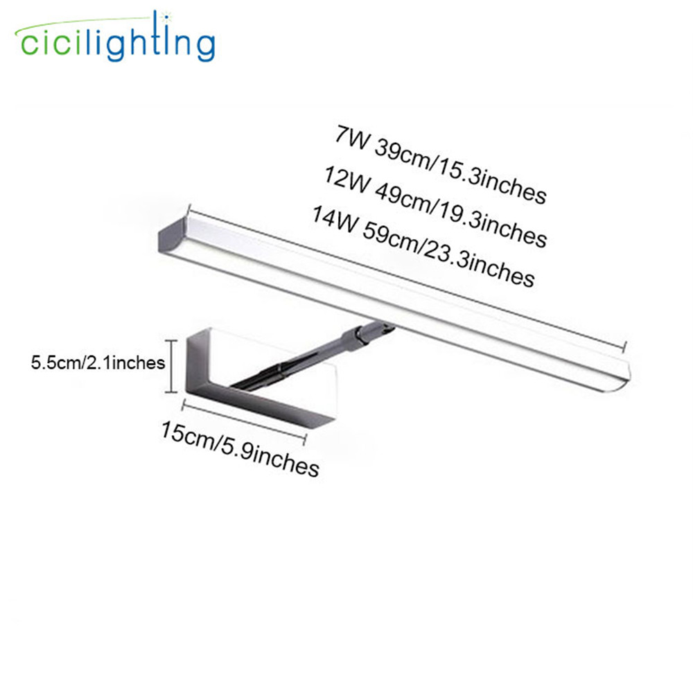 L39cm 49cm 59cm LED Cabinet Light 19cm to 27cm Stretchable Arm for Cabinets Lamp LED Flexible Bathroom Mirror Lights Vanity Wall