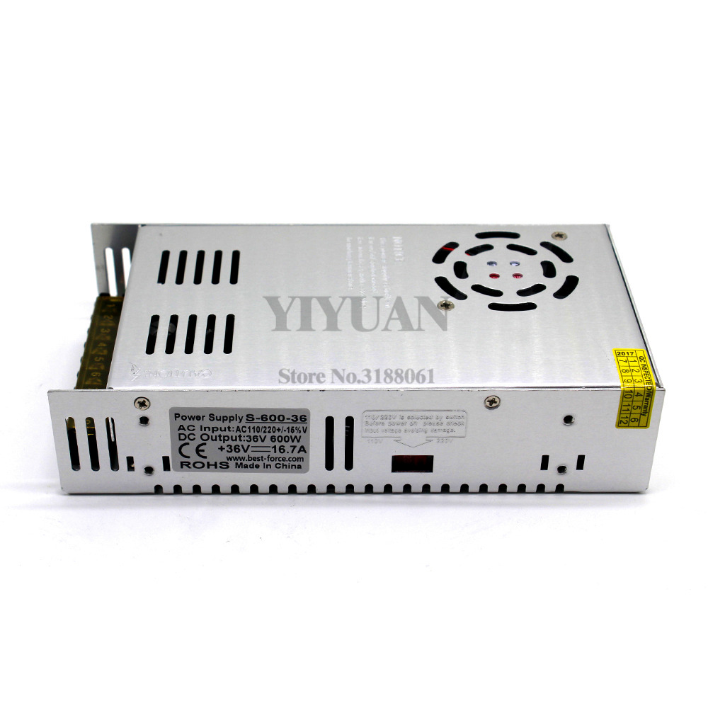 600W 36V 16.7A Switching Power Supply Driver Transformers AC110V 220V TO DC36V SMPS for Led Strip Modules Light CCTV 3D Printer