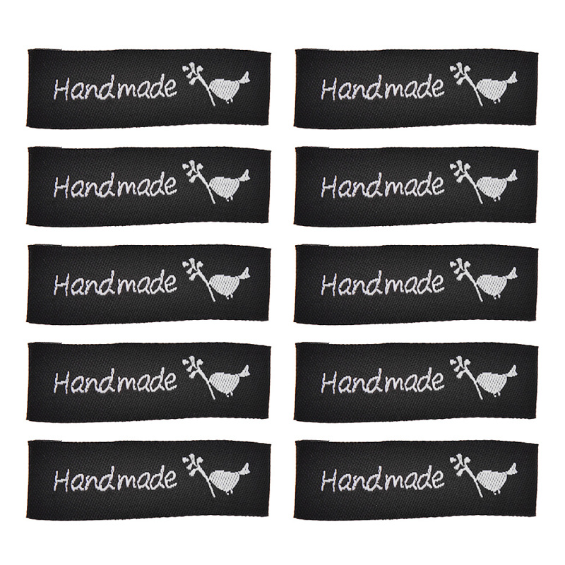 50PCS/lot Handmade Printed Cloth Labels For Garment Accessories DIY Sewing Craft Bags Jeans Tags Decoration Material