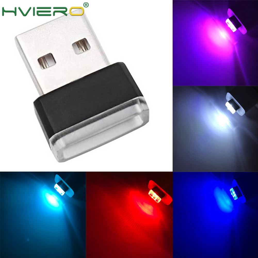 Min Auto USB LED Atmosphere Light Decorative Lamp Auto Emergency Lighting Universal PC Portable Plug And Play Red Blue WhitePink