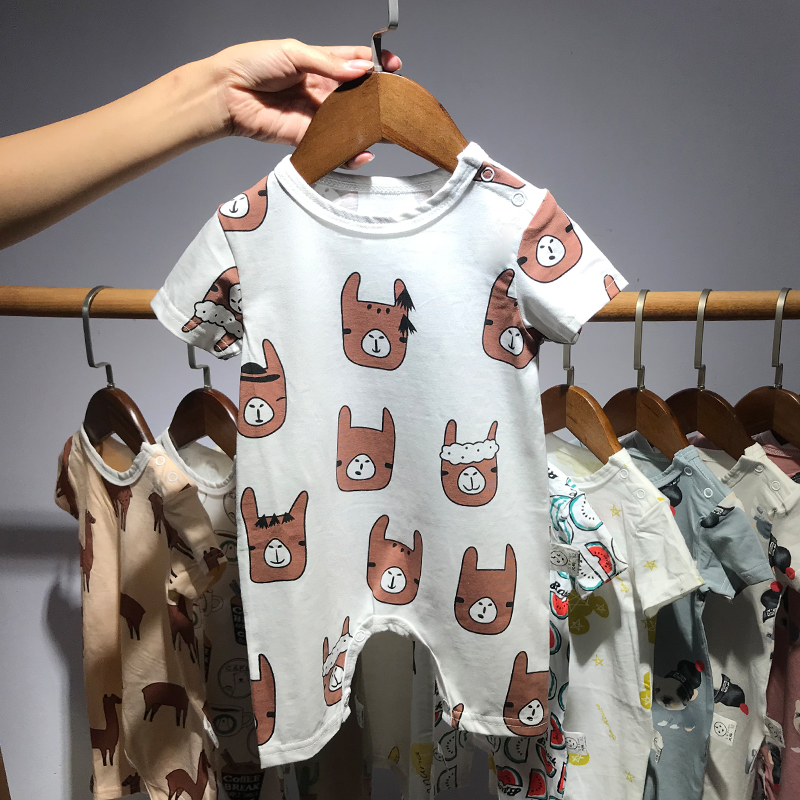 Newborn Baby Jumpsuits Summer Cartoon Cute Animal Boys Girls Romper for Infant One-piece 2019 New Short Sleeve Kids Baby Romper