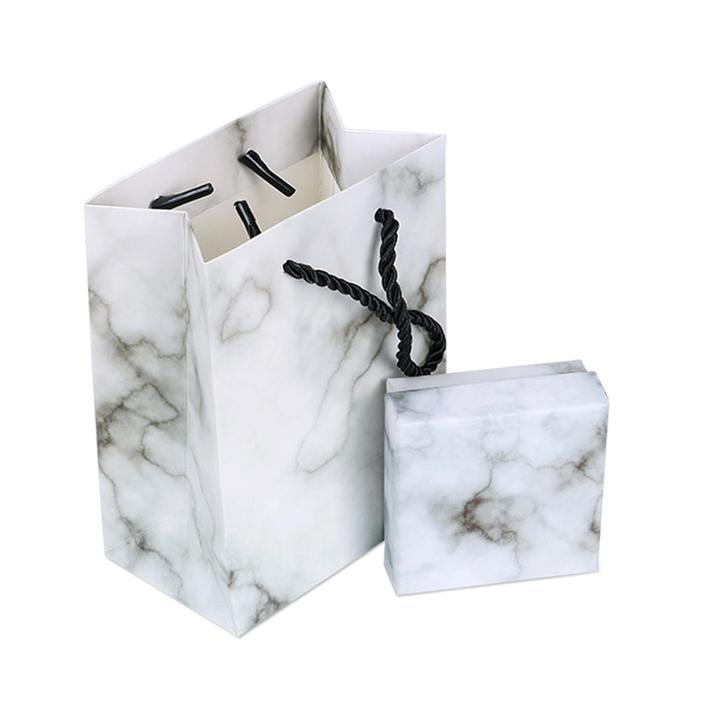 NEW 1pcs Jewelry Package Square Rectangle Different Size Marbling Kraft Paper Box Earring/ring /bracelet Jewelry Bag Boxs