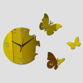 New hot diy mirror wall clock acrylic sticker modern style decor butterfly wall clocks home decoration fashion wall watches