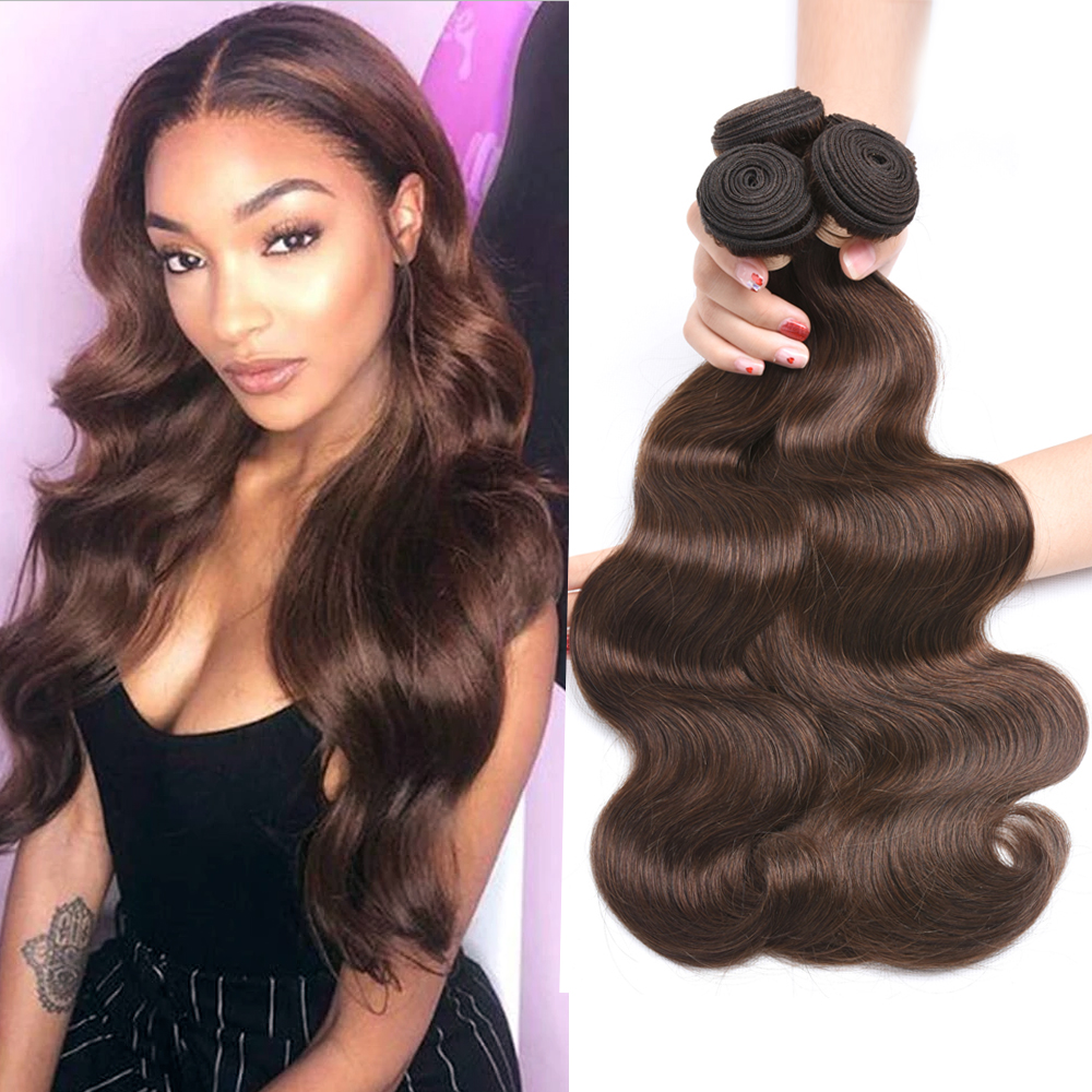 BEAUDIVA Remy Human Hair Extensions 4# Brown Brazilian Body Wave Hair Bundles 2# Natural Color Brazilian Hair Weave Bundles