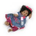 NPK reborn doll with soft real gentle touch free shipping black girl full vinyl doll best toys for children Birthday