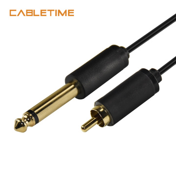 CABLETIME 6.35 mm Mono To RCA Audio Cable amplifier Connecting Instrument Cable for Electric Guitar Mixing Console Line N191