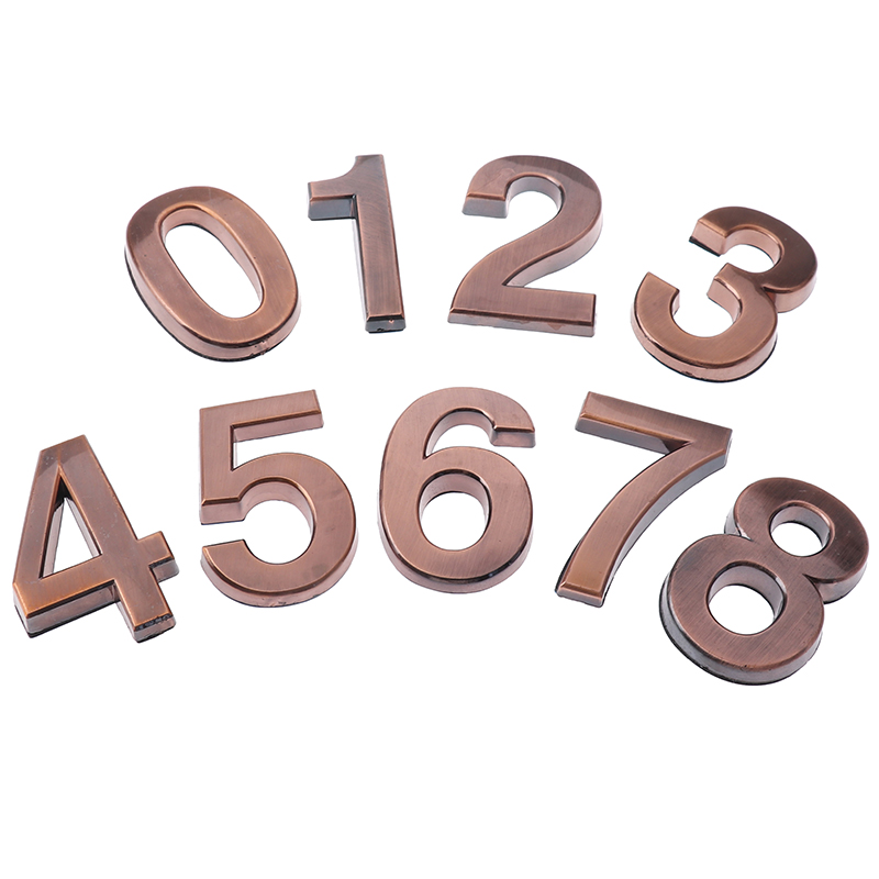 Plastic Bronze Self- Adhesive 0-9 Door Numbers Customized House Address Signs