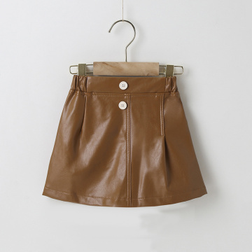 Girls Fashion Skirts Kids Girls Spring and Autumn Skirts Leather Skirts