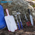 Camp Kitchen Utensil Organizer Travel Set - Portable 8 Piece BBQ Camping Cookware Utensils Travel Kit