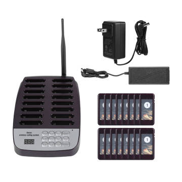 SU-66 1 Transmitter + 16 Pagers Wireless Pager System Restaurant Queuing Calling System Transmitter 100-240V For Restaurant