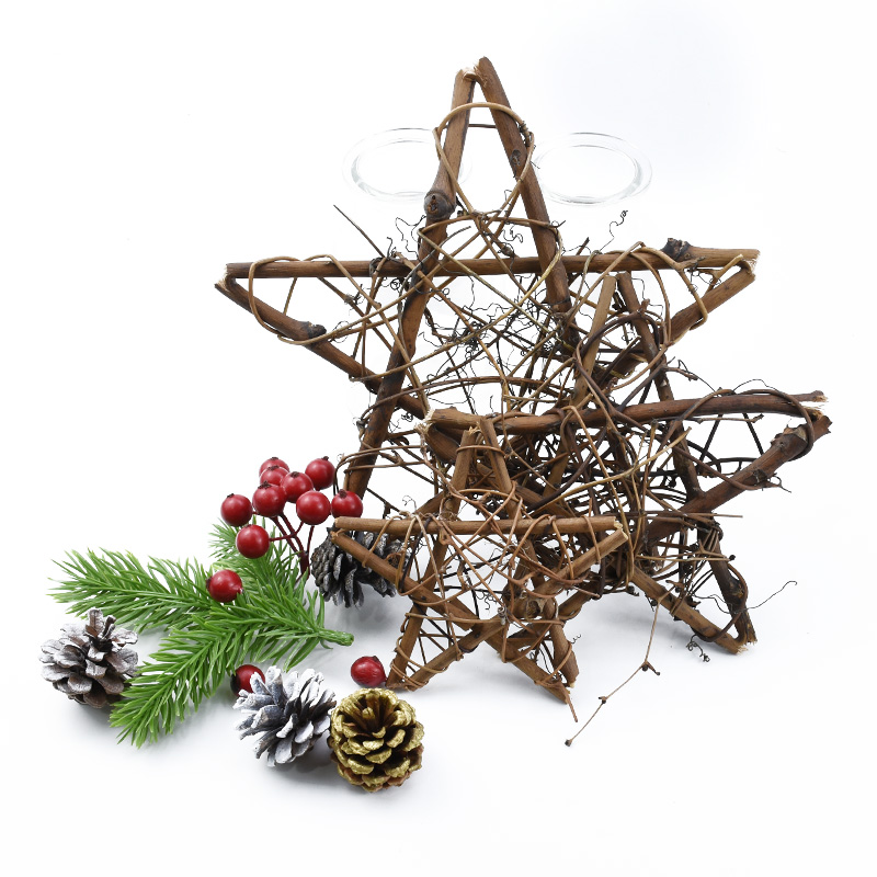 10cm/20cm Dried Rattan Star frame Artificial flower wedding Wreath Christmas decoration For Home DIY Handmade Door Hanging Decor