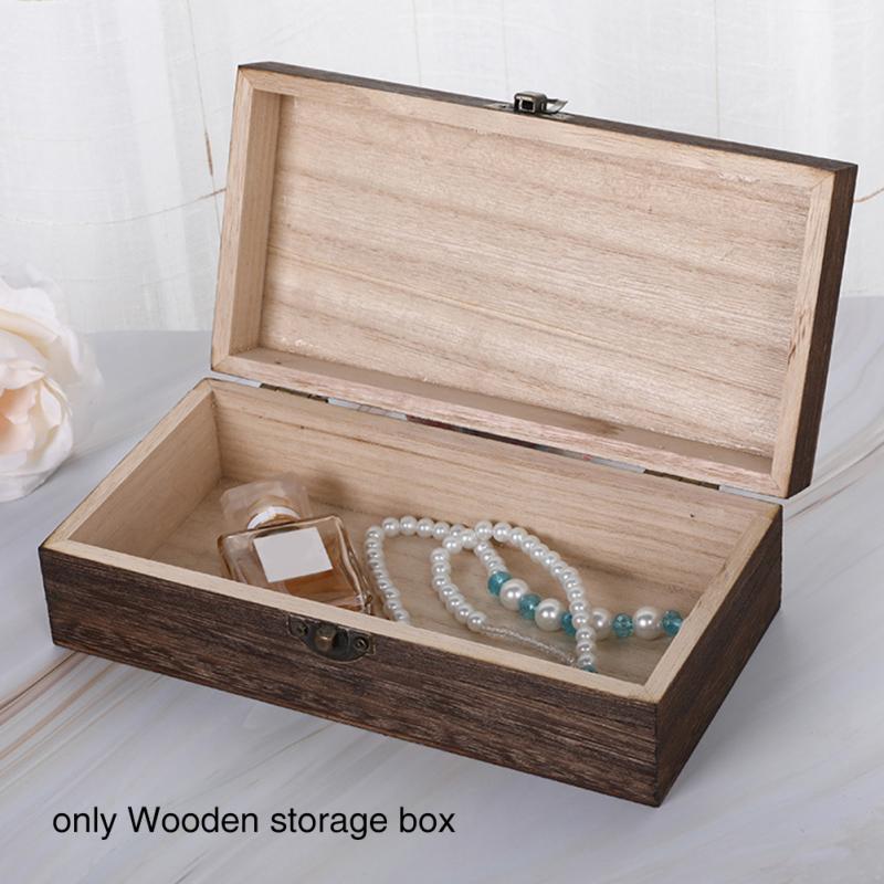 Travel Sundries Organizer Household Jewelry Case Space Saving Lock Lid Crafts Wooden Storage Box Dustproof Rectangle Decoration