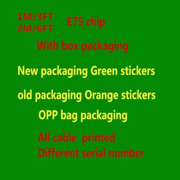 10pcs /lot With New packaging 100% Genuine Original 1m/3ft 2m/6ft E75 Chip Data USB charging cable for Foxconn i8 i7 6 X XS MAX
