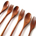 8 Pcs Wooden 9 inchJapanese Spoon Fork Set Kitchen Tableware Natural Wood Cutlery Wooden Dinner Cutlery Set