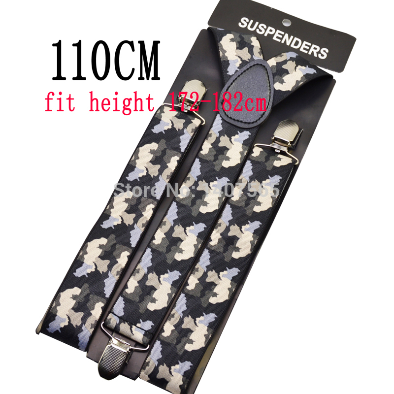 120cm Mens Suspender 3.5cm wide women Big plussize Suspenders 3 Clip-on Y-Back army green camouflage Braces Elastic BY18