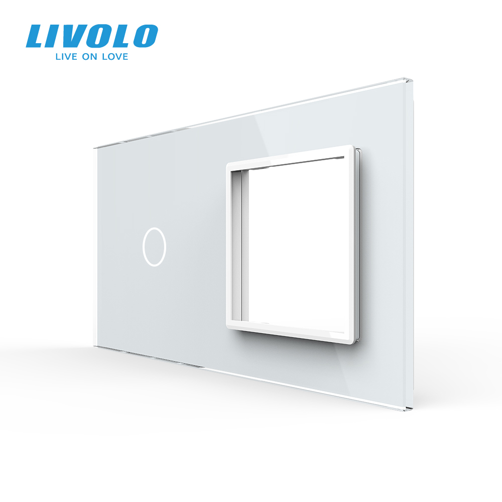 Livolo Luxury White Pearl Crystal Glass, 151mm*80mm, EU standard, 1Gang &1 Frame Glass Panel, VL-C7-C1/SR-11 (4 Colors)