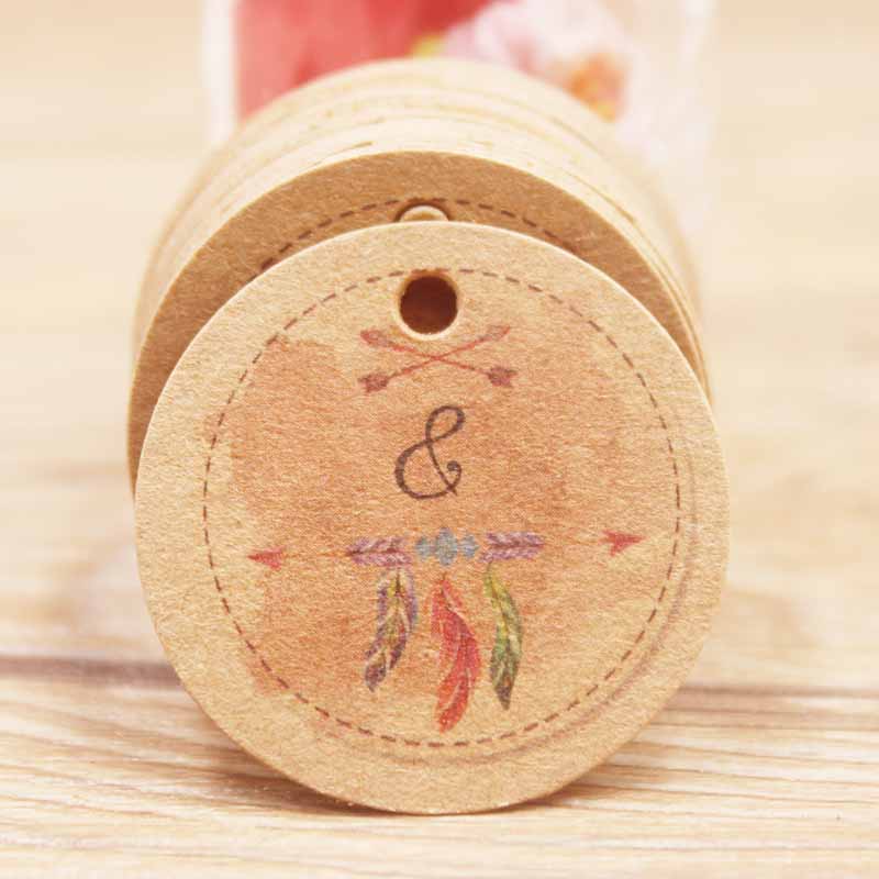 100pcs white /kraft paper gift hang tag Newest 3cm circle shape 300g paperboard labels tag cookies wedding favor tag hot selling