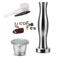 5Pcs Stainless Steel Capsules Coffee Pod Cup Rechargeable Reusable For Nespresso Machine Coffee Capsule Pods Filters Spoon Brush