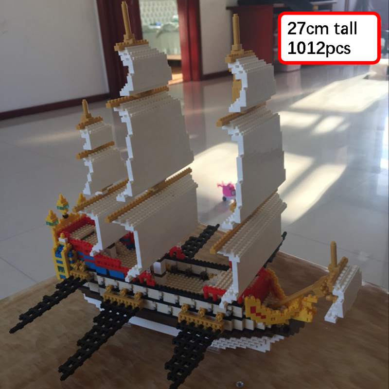 YZ 66501 Caribbean Pirate Sailing Ship 3D Model DIY 3000pcs Small Mini Diamond Blocks Bricks Building Toy for Children no Box