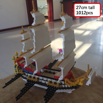 YZ 66501 Caribbean Pirate Sailing Ship 3D Model DIY 3000pcs Small Mini Diamond Blocks Bricks Building Toy for Children no Box