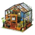 Robotime Miniature Dollhouse DIY Dollhouse with doll house furniture, Light Gift for Children Adults Kathy's Flower House