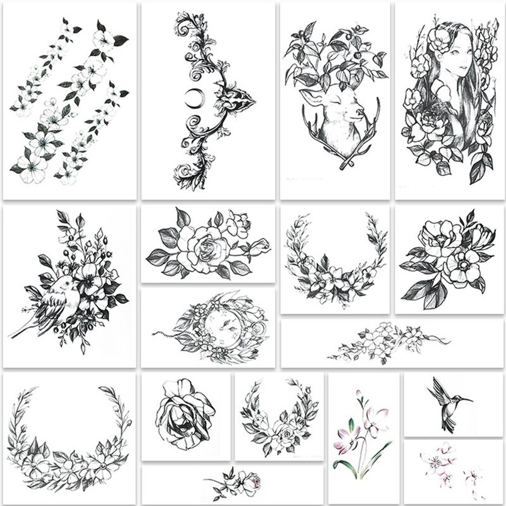 17pcs/set Arm Chest Big Pattern Temporary Tattoo Sticker