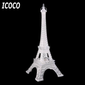 ICOCO Hot Sale Energy Saving Energy Saving Button Romantic Eiffel Tower Color Changing LED Night Light Bedroom Home Decoration
