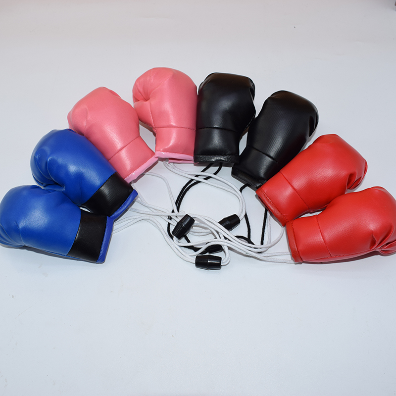 1 pair of simulation boxing gloves pendant car interior decoration boxing gym gift giveaway leather key chain bag ornament