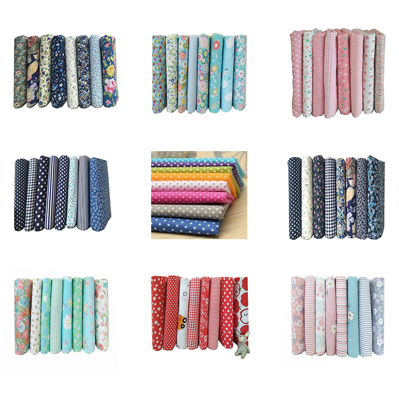 8pcs 25X25cm Cotton Printed Fabrics Bundle Squares Patchwork Sewing Quilting Fabric For Patchwork Needlework DIY Cloth