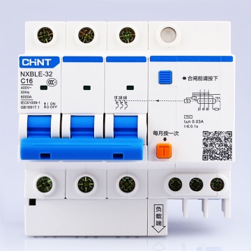 CHINT AC 230/400V NXBLE-32 3P Residual current protection circuit breaker C 6 10 16 20 25 32A Short circuit protection switch