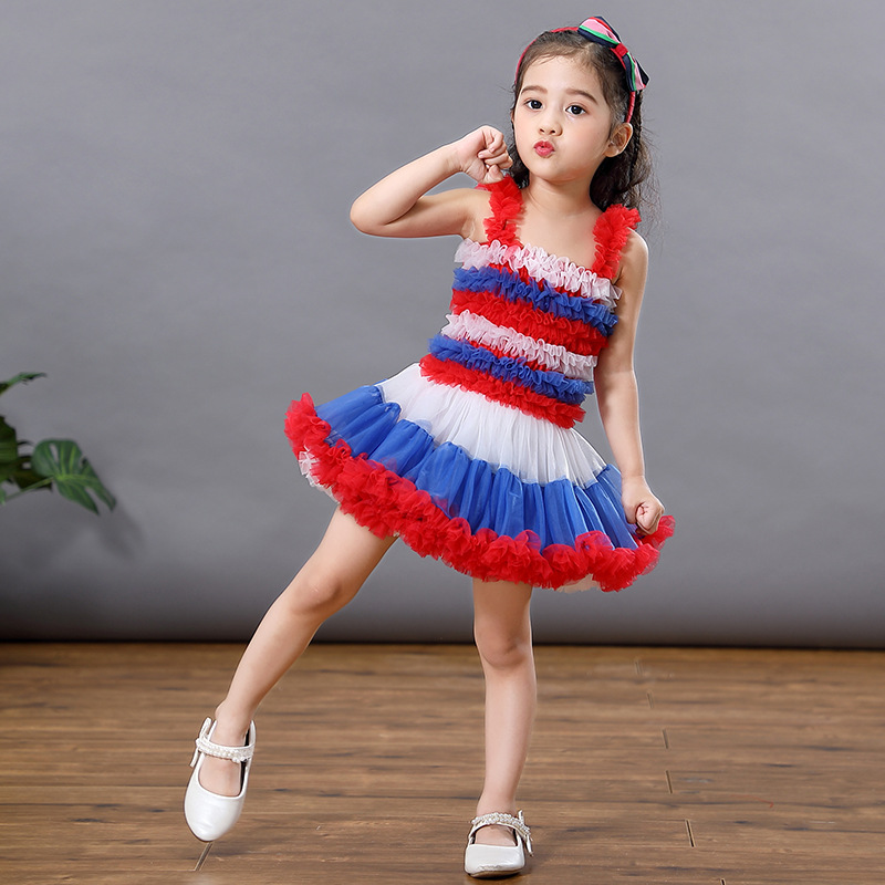 Flowers Layed Princess Dress Girls' Clothing Summer Slip Dresses Girls Clothes Sleeveless Party Dance Ball Gown Vestidos Robe