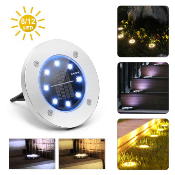 Outdoor 8/12LED Solar Powered Ground Light Waterproof Garden Landscape Lawn Lamp Buried Light Sensor Road Stairs Decking light