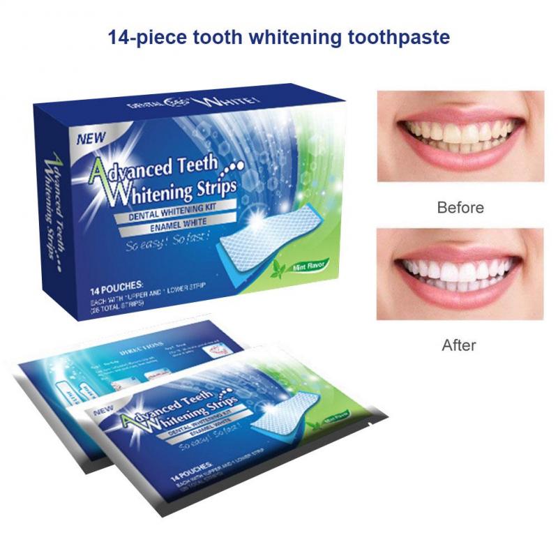 10pcs=5pairs Professional Advanced Teeth Whitening Strips Dental Bleaching Blanqueador Teeth Stain Removal Strips Gel TSLM2