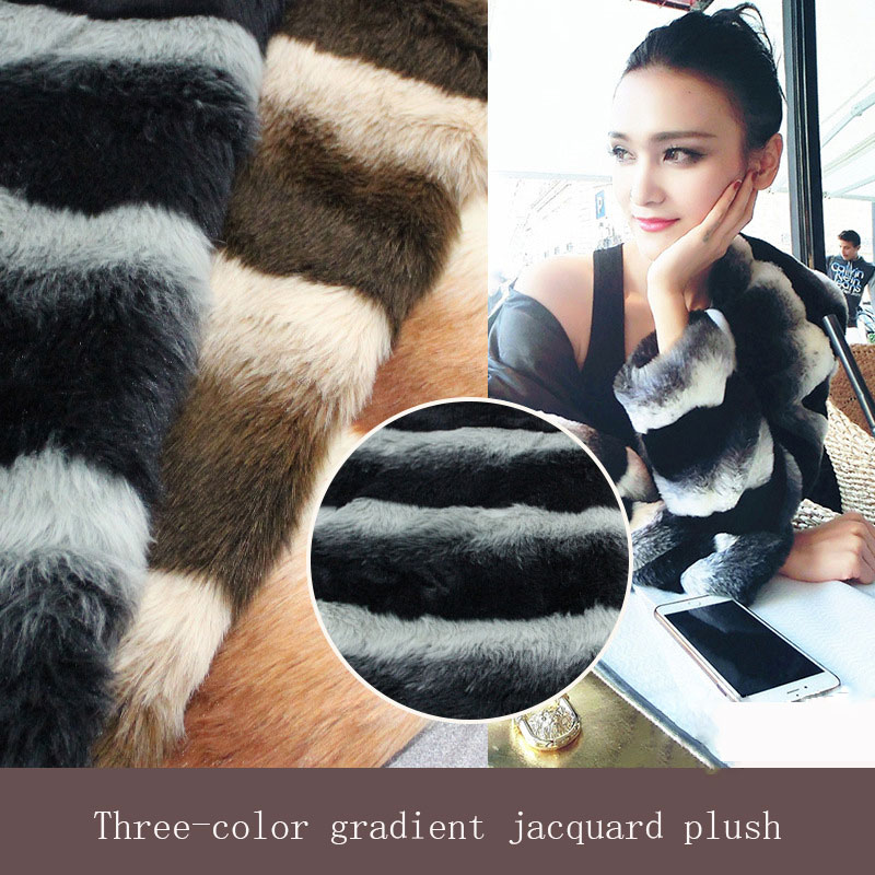 Artificial fur Three-color wool jacquard Caramel gradient jacquard plush fabric Artificial wool Fabric fur