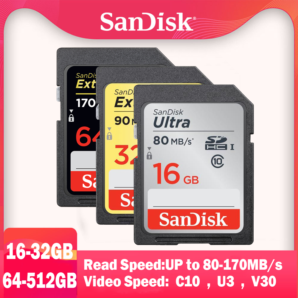 SanDisk Extreme Pro Memory Card SDHC/SDXC SD Card 32GB 64GB 128GB 256G Class10 U1 U3 4K 16gb 512G memoria Flash Card for Camera