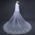 Hot Sell Wedding Veil Two Layers Sequined Lace Bridal Veil With Comb Wedding Accessories Veu De Noiva Real Photos EE17124