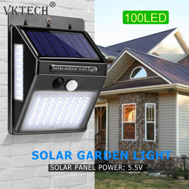 100 LED Solar Light Waterproof Motion Sensor Solar Powered Wall Lamps for Outdoor Decor Garden Lamp Sunlight
